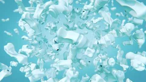 Explosion of pastel colored plastic bottles Stock Footage 263466287