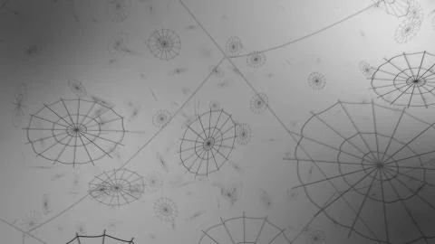 Explosion of pieces of a concentric web on a gray background, scatter in Stock Illustration