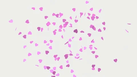 Explosion of pink hearts on a white background. Heart confetti. Stock Footage 227345873