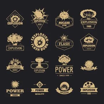 Explosion power logo icons set, simple style Stock Illustration