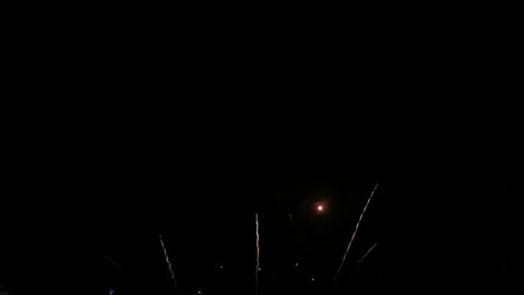 Explosion of real fireworks with 4k resolution on dark background Stock Footage 145275408