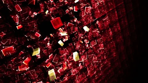 Explosion Of Red Cubic Particles Stock Footage 49703872