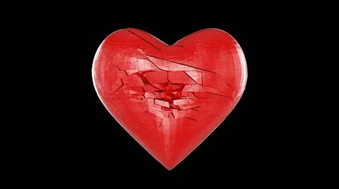 Explosion of red heart, Alpha Stock Footage 51696483