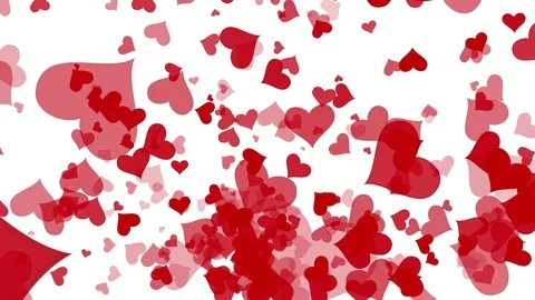 Explosion of red hearts on a white background, scatter in different directions Stock Footage 116122629