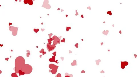 Explosion of red hearts on a white background, scatter in different directions Stock Illustration