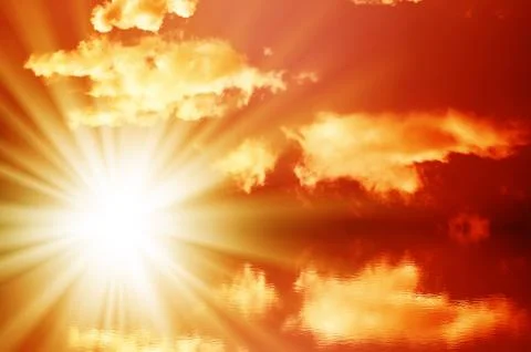 Explosion in the Red Sky Stock Photos