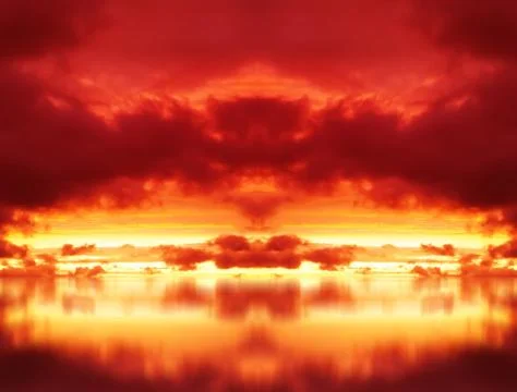 Explosion in the Red Sky Stock Photos