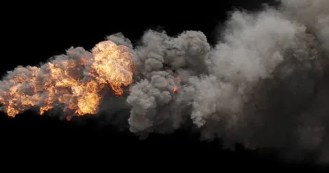 Explosion rising intense flames fire smoke pollution effect on black backgr.. Vídeos de archivo 328339302