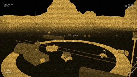 Explosion on robotic vehicle park through a radar imaging sight 스톡 동영상 342368119