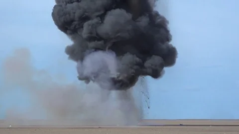 Explosion on sand shaking camera 4k Stock-Footage 82424573