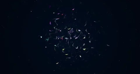 An explosion with a scattering of triangular translucent sparkling fragments Stock Footage 307795875