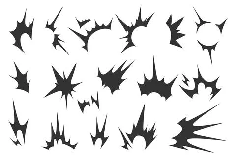 Explosion shapes or dynamic elements. Impact, energy, and motion design 스톡 일러스트