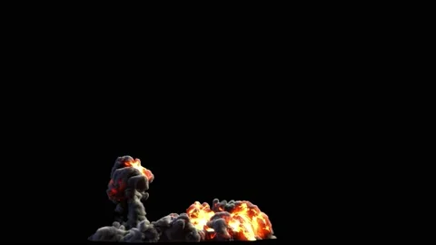 Explosion with a side eruption of combustible substance Stock Footage 132088393