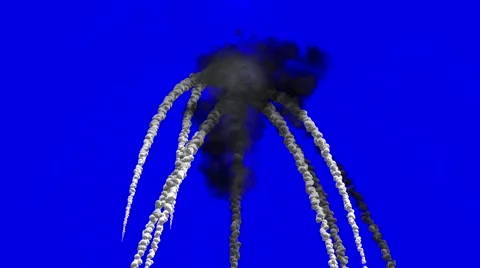 Explosion in sky on blue (green) screen Stock Footage 42418027