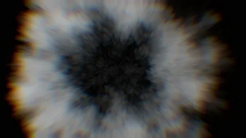 An explosion of smoke with chromatic aberrations against a black background. Stockbeeldmateriaal 238966106