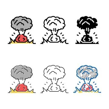 Explosion smoke color icon forms vector Stock Illustration