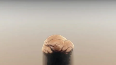 An explosion of smoke rises in a column against a background of gray smog. Stock Footage 193316433