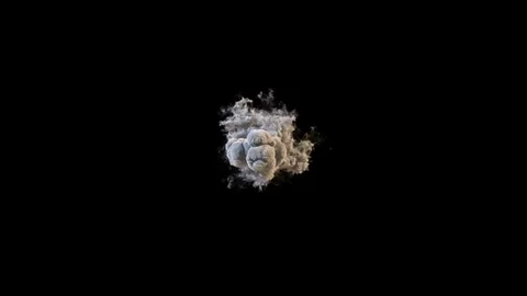 Explosion with smoke, top down vertical view, isolated on black background 動画素材 70747028