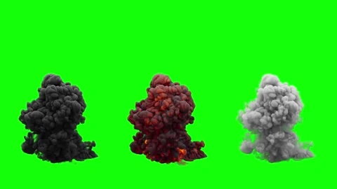 Explosion Smoke VFX Elements Set on Green Screen Stock Footage 340635453