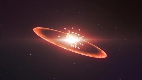 Explosion in space, praxis explosion, praxis ring. Particle explosion Stock Footage 308101650