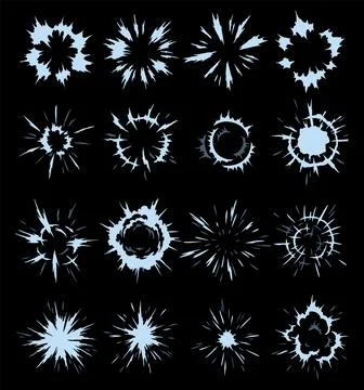 Explosion spark set. Cartoon burst effect of vector comic boom and bang. Bomb Stock Illustration