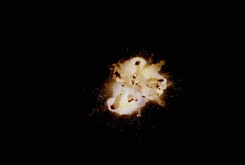 Explosion with sparkling shards and drifting debris Stock Footage 86915064