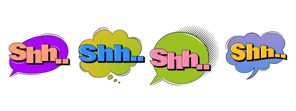 Explosion speech bubbles with text in trendy retro style. Comic sound effec.. Stock Illustration