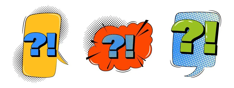 Explosion speech bubbles with text in trendy retro style. Comic sound effects Stock Illustration