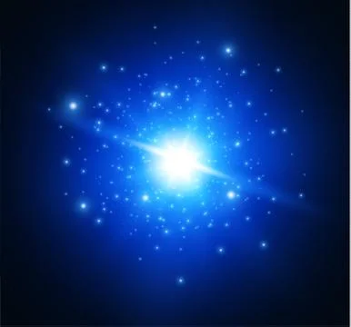 Explosion of a star on a dark background ,light effect,vector illustration Illustrazione stock
