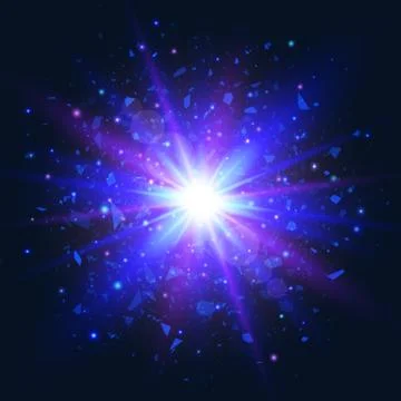 Explosion star on dark background. Star burst with beams and sparkles. Futuri Stock Illustration