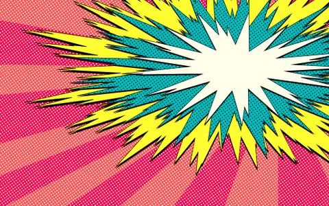 Explosion steam bubble pop-art web header set - funny funky banner comics bac Stock-Illustration