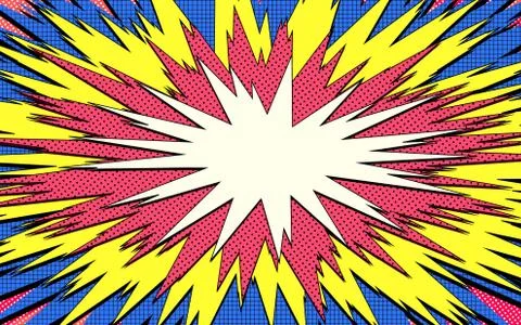 Explosion steam bubble pop-art web header set - funny funky banner comics bac Stock-Illustration