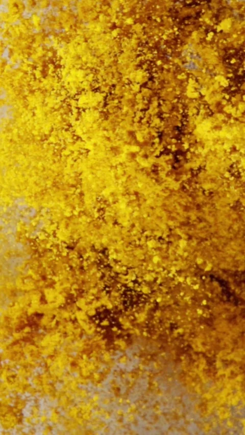 Explosion Textured Cosmetics Yellow Powder Burst With Rich Shadows Vertical Vidéo 337012547