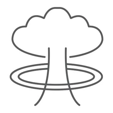 Explosion thin line icon, danger and war, nuclear explosion sign, vector Illustrazione stock