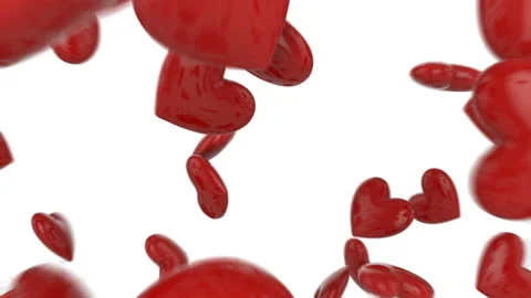 Explosion of three-dimensional shiny hearts Stock Footage 133833383