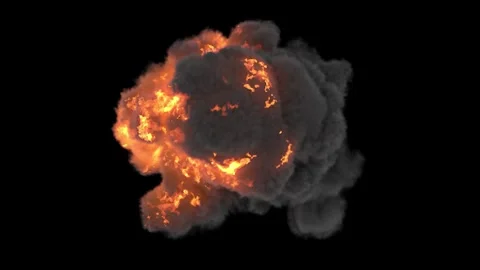 Explosion from the top view with a fast burn and smoke dissipation Stock Footage 255636726