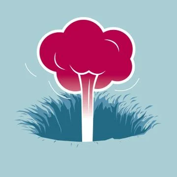 The explosion is underground. Isolated on blue background. Stock Illustration