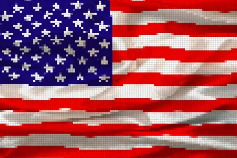 Explosion of USA flag - digital animation Stock Footage 90010