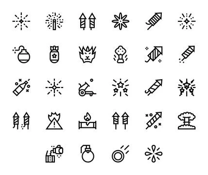 Explosion Vector Icon Collection featuring 28 Pixel Optimized 256x256 Bold .. Illustrazione stock