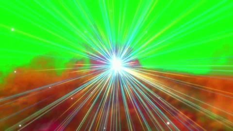 Explosion of vibrant light beams emanating from center against green with Видео 344416638