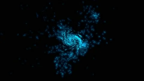 Explosion vortex of blue lights in in black space 4k animation Stock Footage 237431456