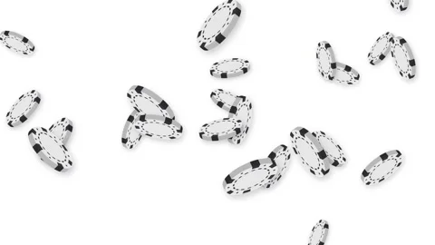 Explosion of White and Black Poker Chips on White Background Stock Footage 344845920