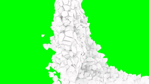 Explosion white wall small pieces on green Slow motion effect 1000 fps Stock Footage 143310674