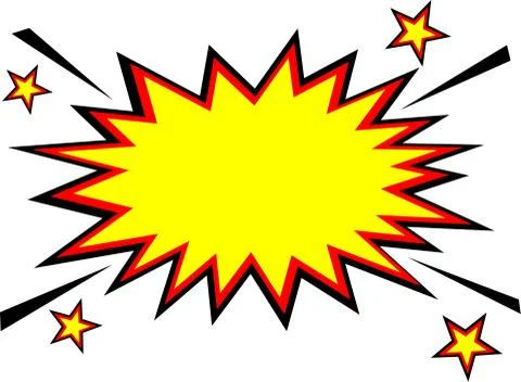 Explosion yellow red stars empty boom illustration Illustrazione stock