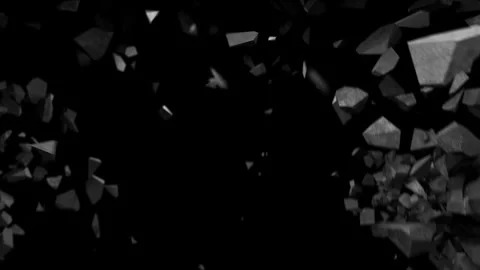 Explosions and destruction in the middle of a concrete wall. Stock Footage 282249778