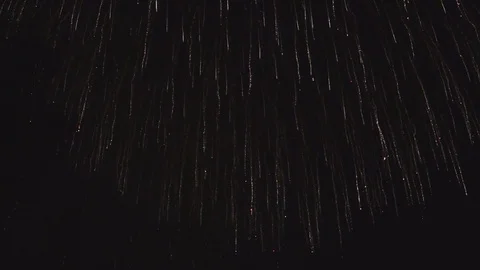 Explosions of beautiful colored fireworks in night sky Stock Footage 82365883