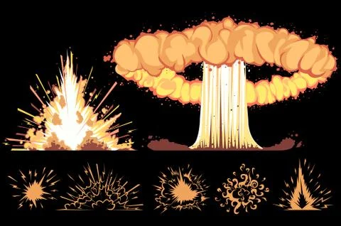 Explosions on a black background Stock Illustration