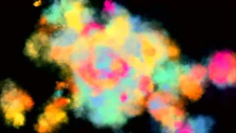 Explosions of colored smoke on black background Stock Footage 156505362