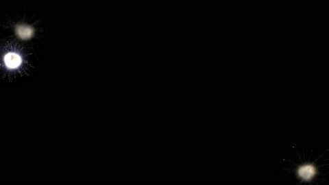 Explosions of fireworks in the corners of the screen.Realistic fireball Stock Footage 106158960