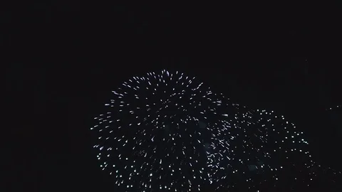 Explosions of fireworks in the night sky Vídeo Stock 82368697